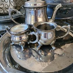 Vintage Child's Silverplated Tea Set $35