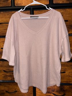 Blush pink waffle knit top