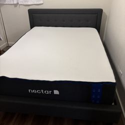 Dark Gray Nectar Headboard, Bed Frame And Queen Size Mattress Set.