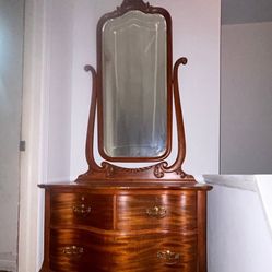 Bedroom Dresser and Mirror- Vintage Antique-Storage and Beauty