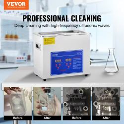 338^6L Commercial Sonic Cleaner, 40kHz Professional Cleaning Machine with Digital Timer & Heater, 110V - Ideal for Watches, Instruments, and Industria