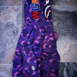 BAPE Purple Camo Shark Full Zip Hoodie