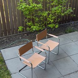 Mcm Breuer Chairs with Chrome Frame