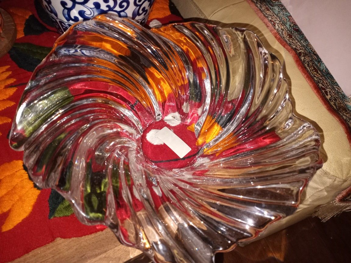 Vintage Mikasa Crystal Bowl Center Piece Bowl Home Decoration Centerpiece Bowl 12. 5"  Germany