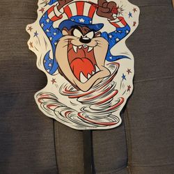 TWEETY BIRD And Tazmanian Devil Yard Sign 4th of July Patriotic Vintage Plastic 1998 28" Uncle Sam
