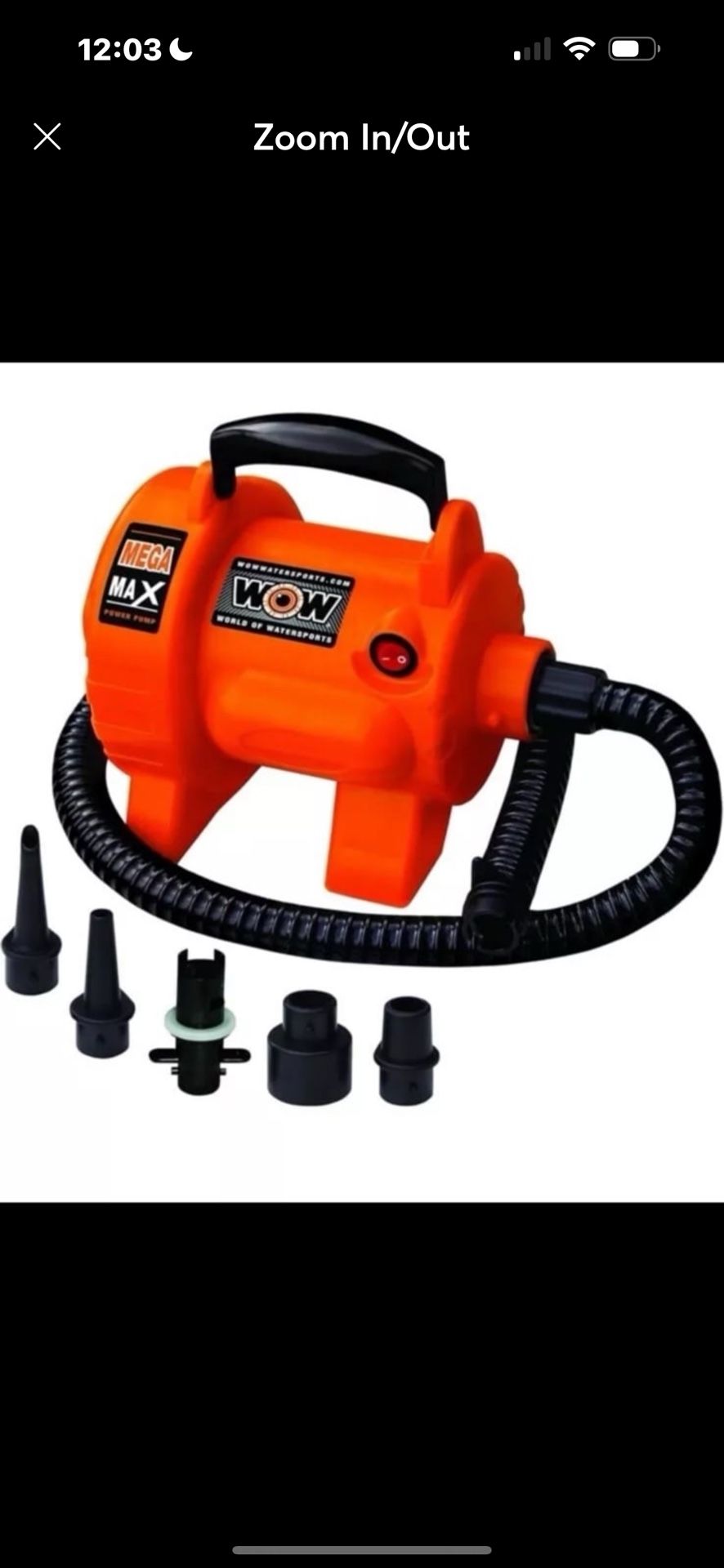 WoW Sports High Pressure Air Pump 120 Volt Electric Air pump- 12 Foot Cord