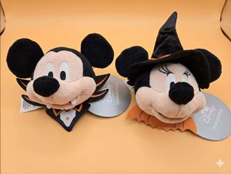 Disney Parks Create Ears Vampire Mickey Witch Minnie Halloween Plush Set
