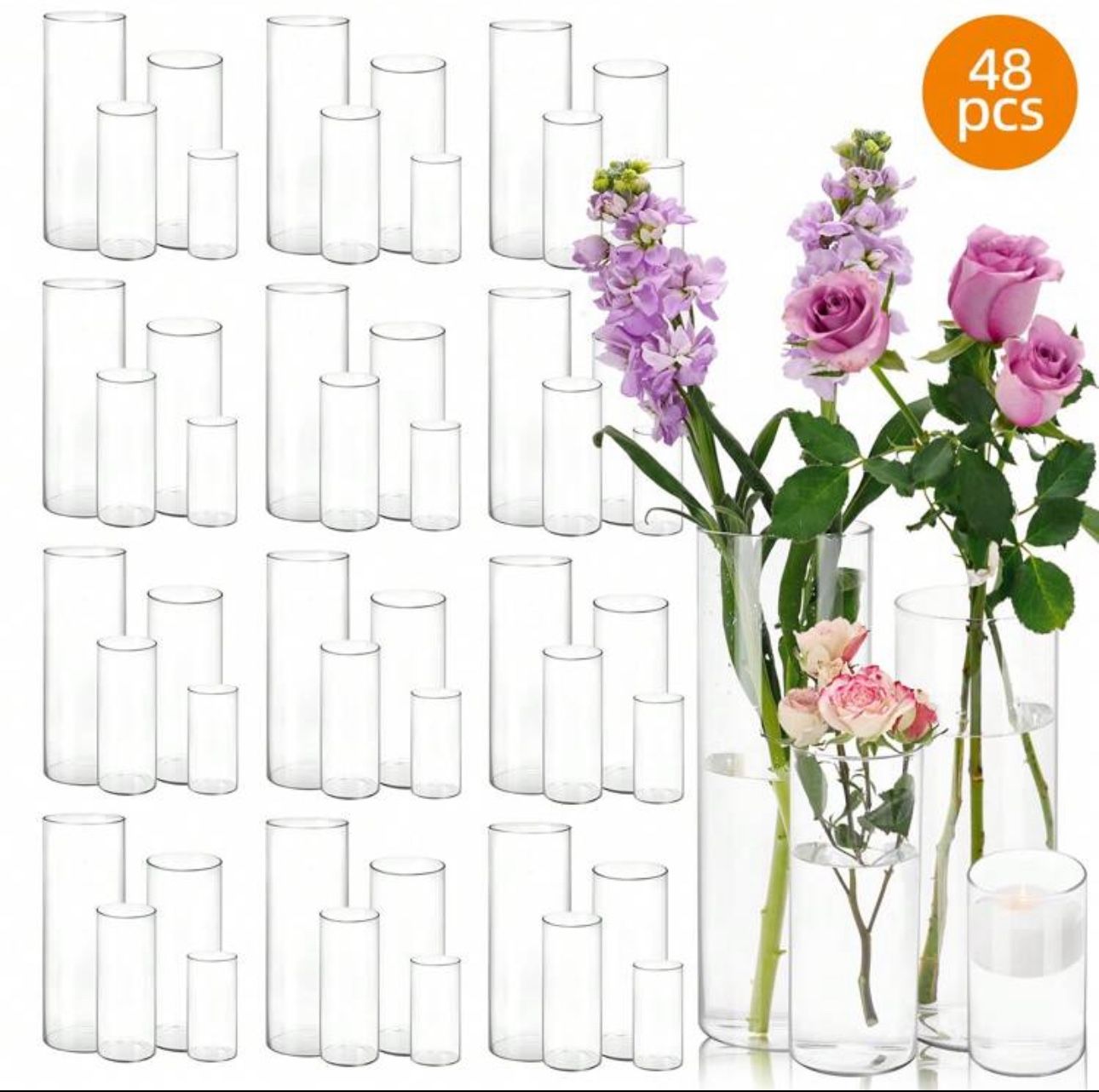 Wedding Glassware, Cylinder Vases, Hurricane Vases