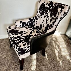 Faux Cow Hide Accent Wingback Chair