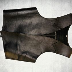 Black Leather Motorcycle Vest - Men's 