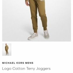 New Mens Michael Kors Logo Cotton Terry Joggers Sweatpants Pants Bottoms Size Large Pantalon De Hombre Nuevo Tamanio  Grande Khaki Men Jogger  
