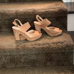 Peep Toe cork heel sandals