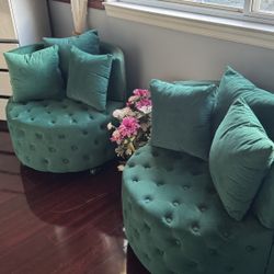 Two  velvet armchairs 