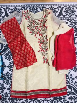 NEW...Girls embroidered 3 pieces party stitched dress( Negotiable)