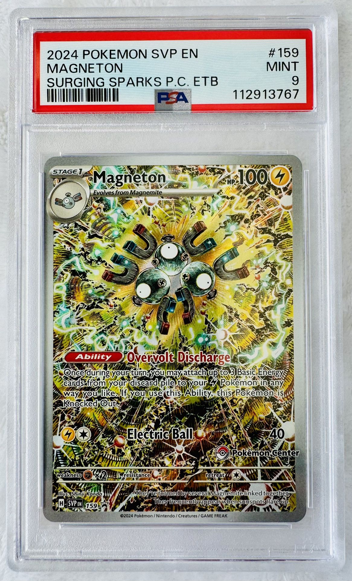 Magneton Pokemon Center IR - 2024 Surging Sparks P.C. ETB Promo - PSA 9 Mint
