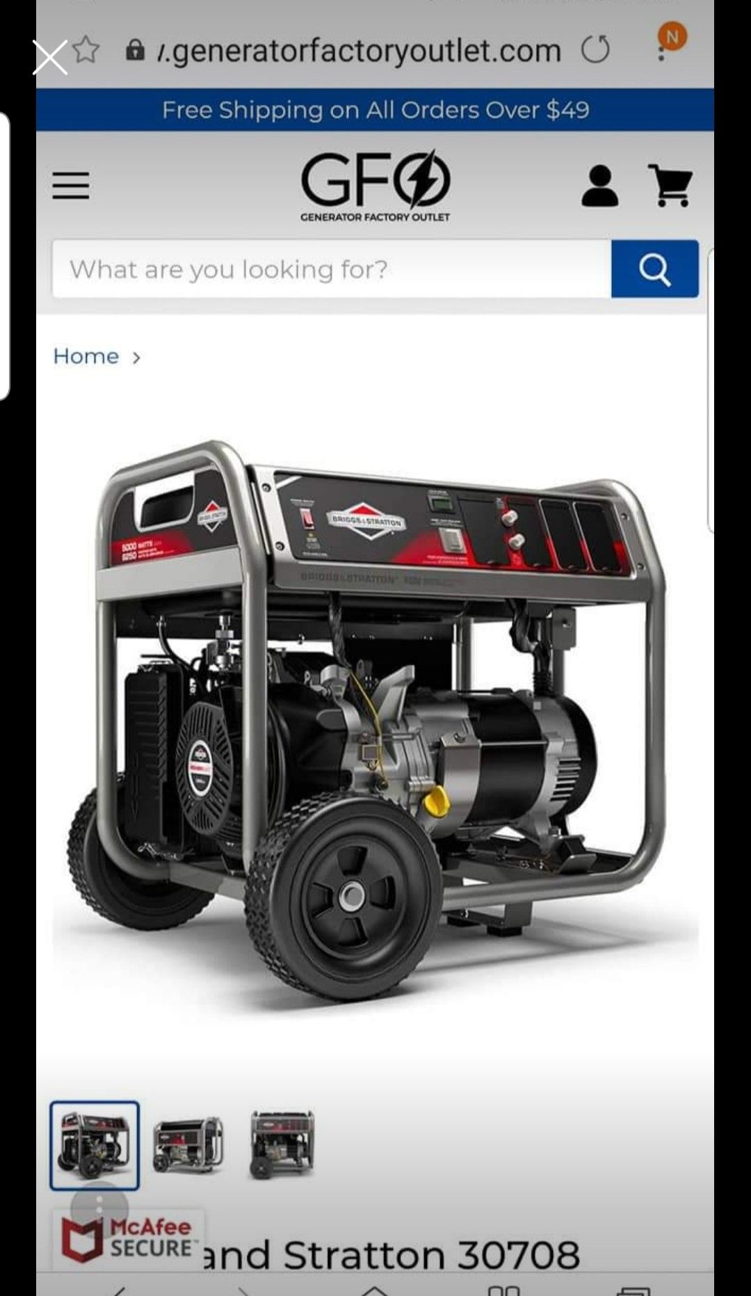 Briggs&Stratton 8250 starting5500 running Watts Gas Powered Portable