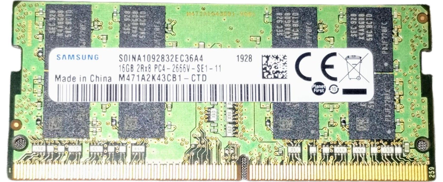 Samsung 16GB DDR4 2666MHz SODIMM laptop RAM module