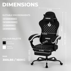 Gaming Chair with Massage,Ergonomic PC Gaming Chair Computer Chairs with Footrest Comfortable