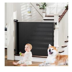 (NEW) Probebi Retractable Baby, Child & Dog Gate, Extends to 54" Wide 34" Tall, Use for Outdoors & Indoors