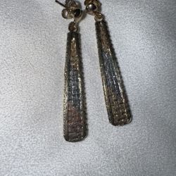 Vintage Tricolor Woven Sterling Silver Dangle Earrings 