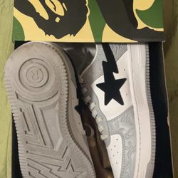 Bape shoes grey and white