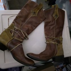 Brown Leather Western Cowboy Boots 👢 Women Size 8.5 Made In Italy
