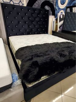 Black Velvet Queen Bed Frame