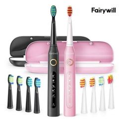 2 Packs Sonic Electric Toothbrushes Lot Rechargeable for Adults & Teens 10 Brush Heads 2 Travel Cases,5 Modes with Smart Timer Lightweight Christmas G