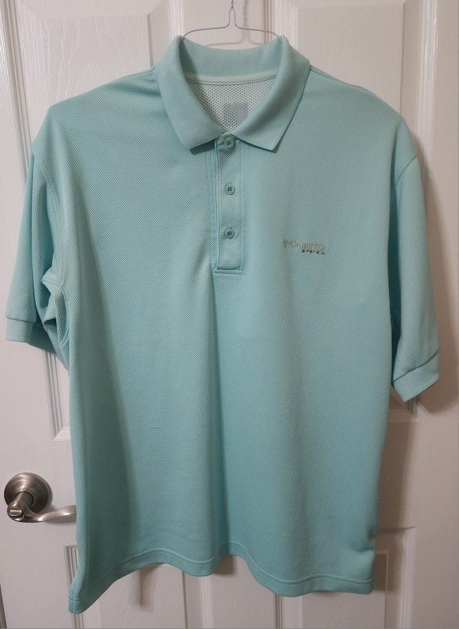 Columbia PFG Polo Shirt Adult S Green Omni Shade Performance Fishing Vented Mens