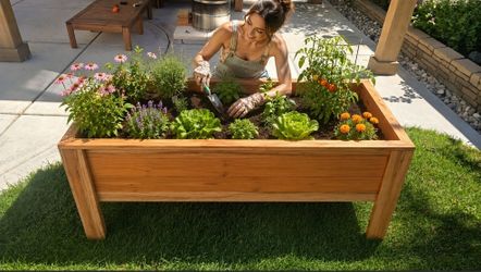 Handcrafted Redwood Raised Planter Box