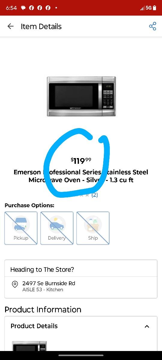Emerson 1.3 Cubic Microwave