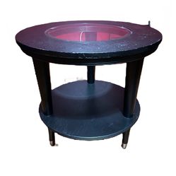 Black Wooden End table W/ Glass Center 