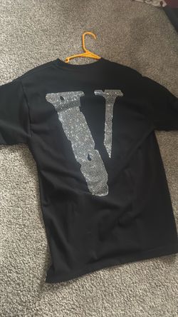 Vlone Black T-Shirt with Rhinestone Logo