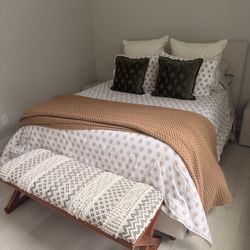 Free Queen Bed, Bench And Ottomans & Box Spring