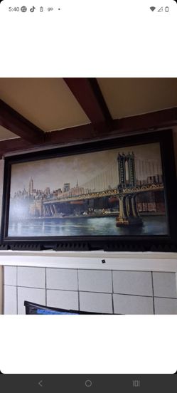 Large framed canvas painting of New York