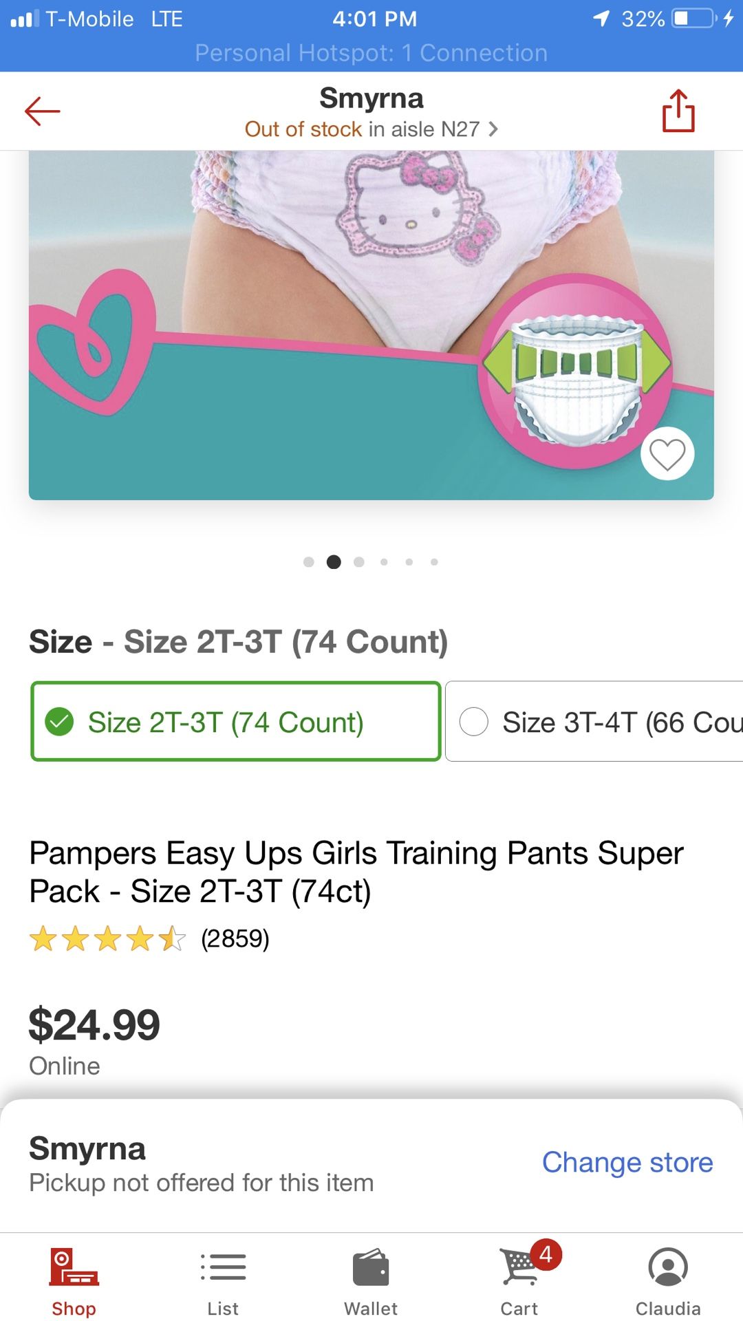 Pampers training pants