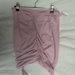 Pink ruched mini skirt(large)