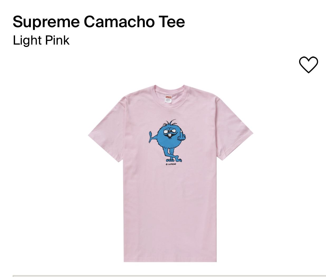 Supreme Camacho Tee Sz Med (light Pink)