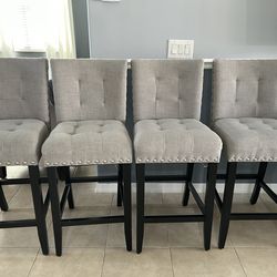 Gray upholstered bar stools