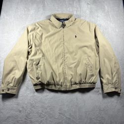 Polo Ralph Lauren Harrington Men’s XL Beige Windbreaker Bomber Plaid #502