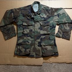 US Military Woodland BDU Combat Coat, Size Small - Short