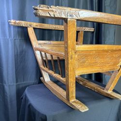 ANTIQUE CHINESE WOOD ROCKING CRADLE -No Basket 