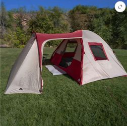 Ozark Trail 6-Person Dome Tent with Sitting Area, 15 ft x 11 ft, Red and Beige