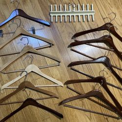11 Wooden Hangers and 1 tie/belt hanger 12 pieces $15