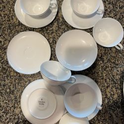 Tea Set Fine Chine Style House Platinum Ring