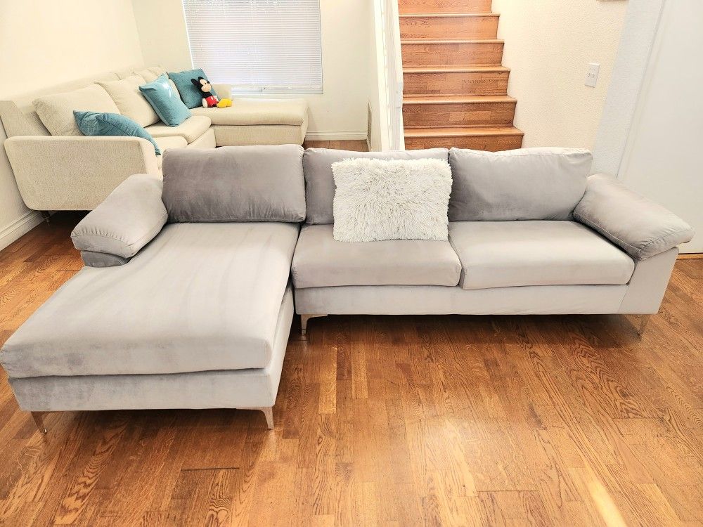 Modern low-profile gray sectional- Excellent Condition!