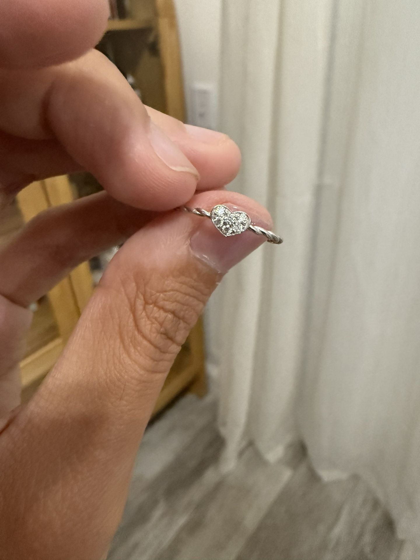 Platinum 950 with Paved Moissanite Heart Ring Size 6