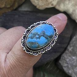 Natural Turquoise 925 Silver Ring Sz 7. #56280