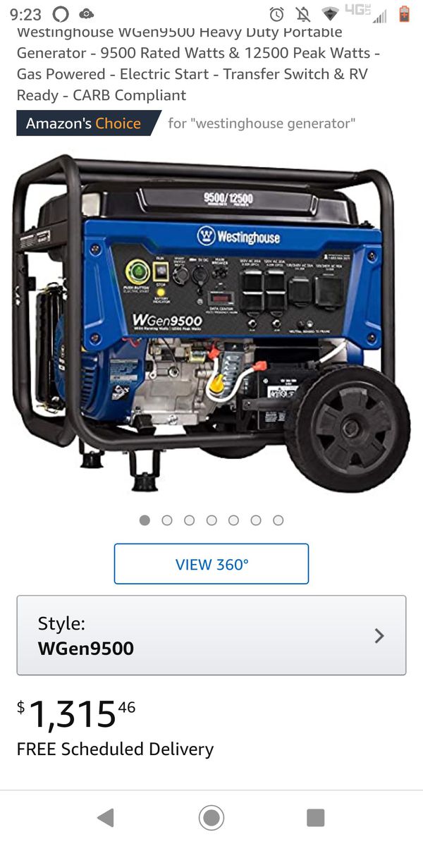 Westinghouse 9500/12500 generator for Sale in Scottsdale ...