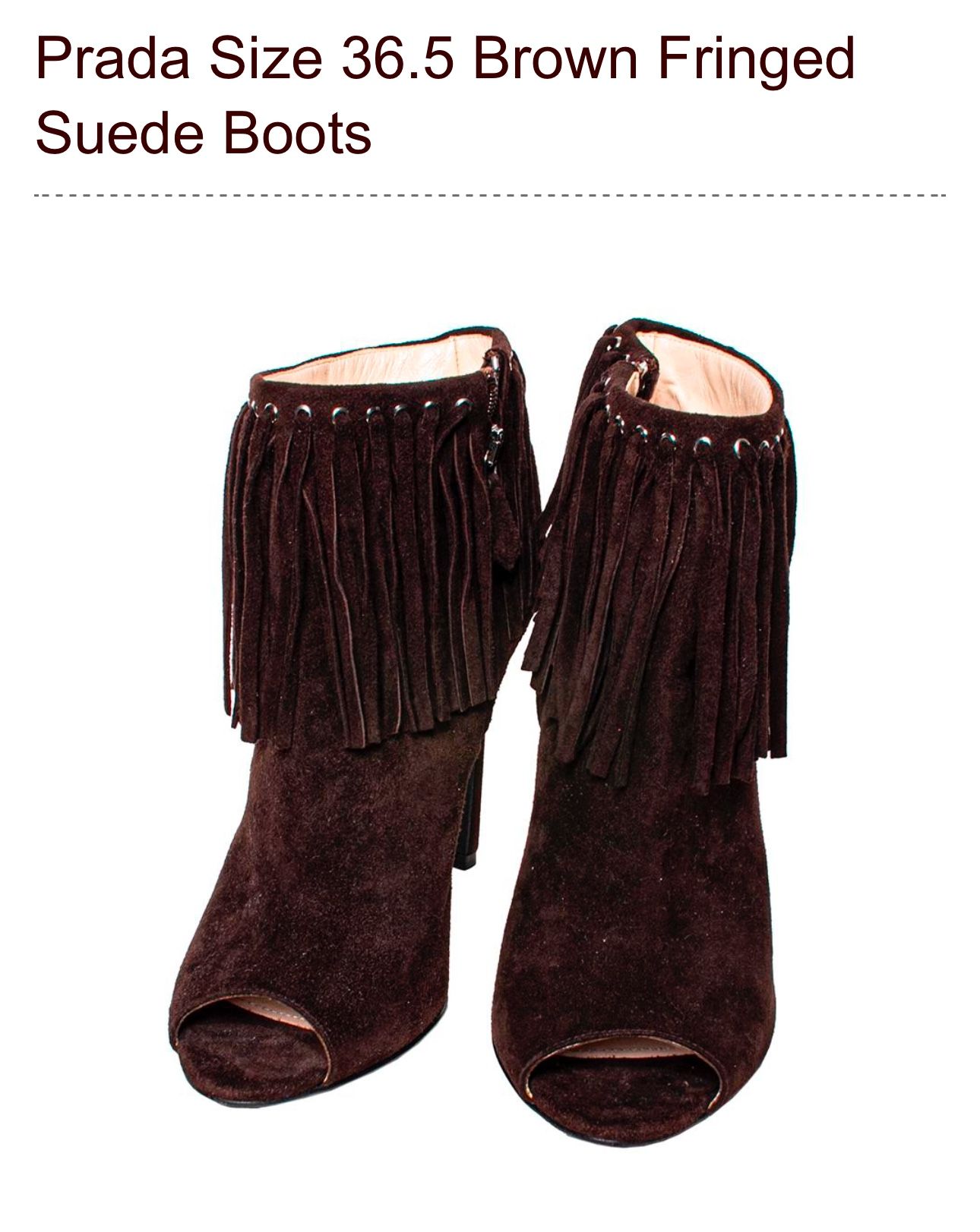 Prada Brown Fringed Suede Boots